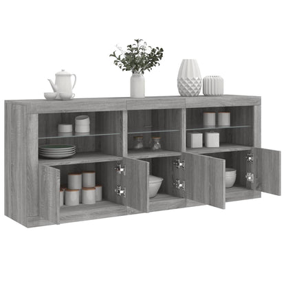 Credenza con Luci LED Grigio Sonoma 162x37x67 cm