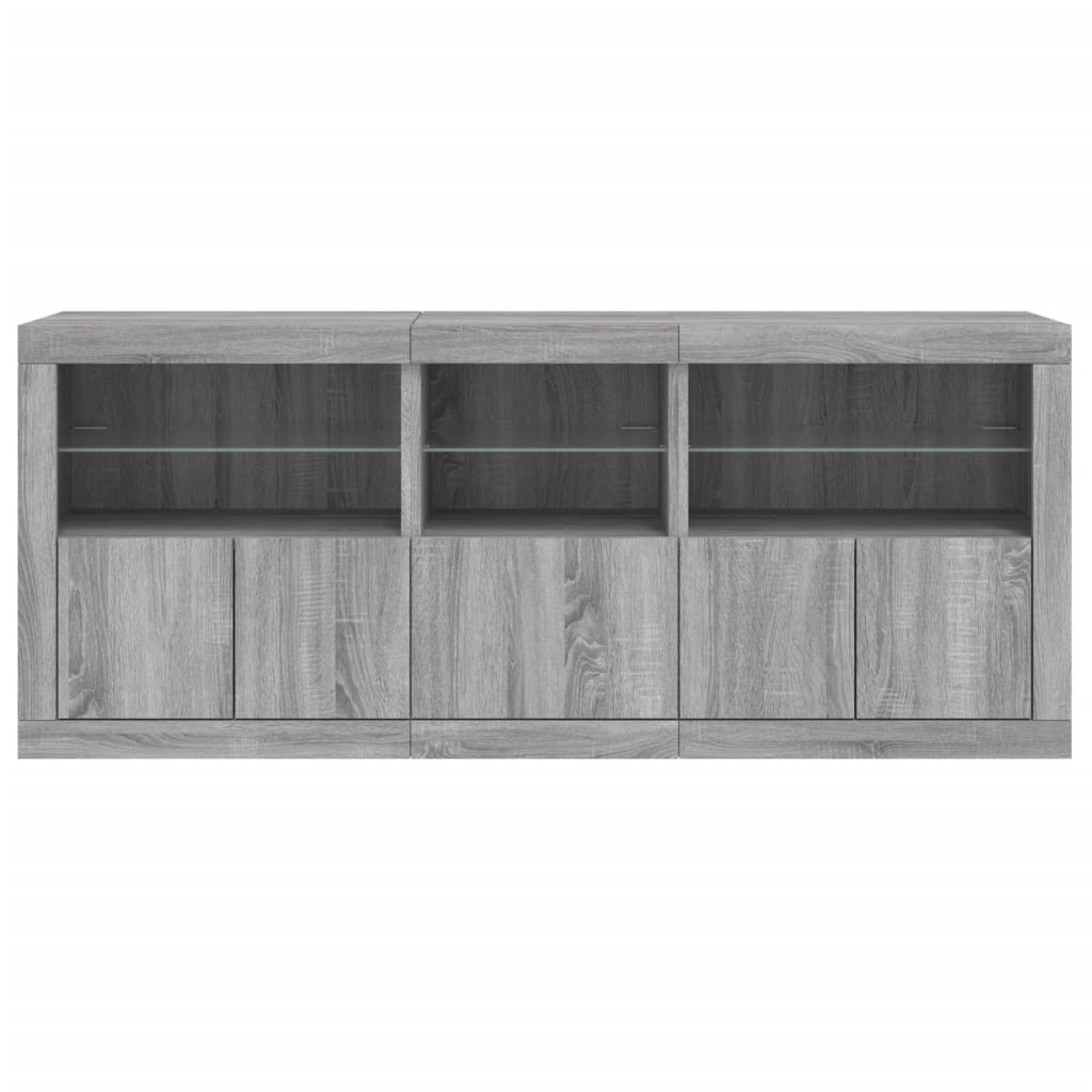 Credenza con Luci LED Grigio Sonoma 162x37x67 cm