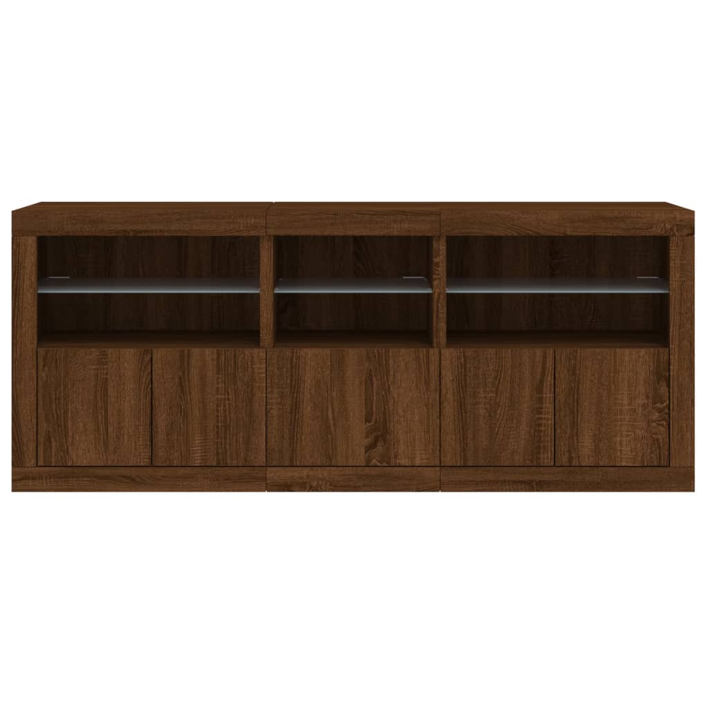 Credenza con Luci LED Rovere Marrone 162x37x67 cm