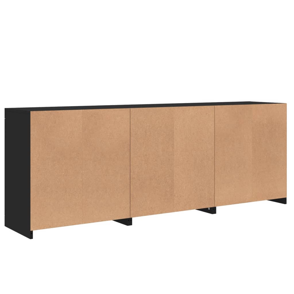 Credenza con Luci LED Nera 181,5x37x67 cm