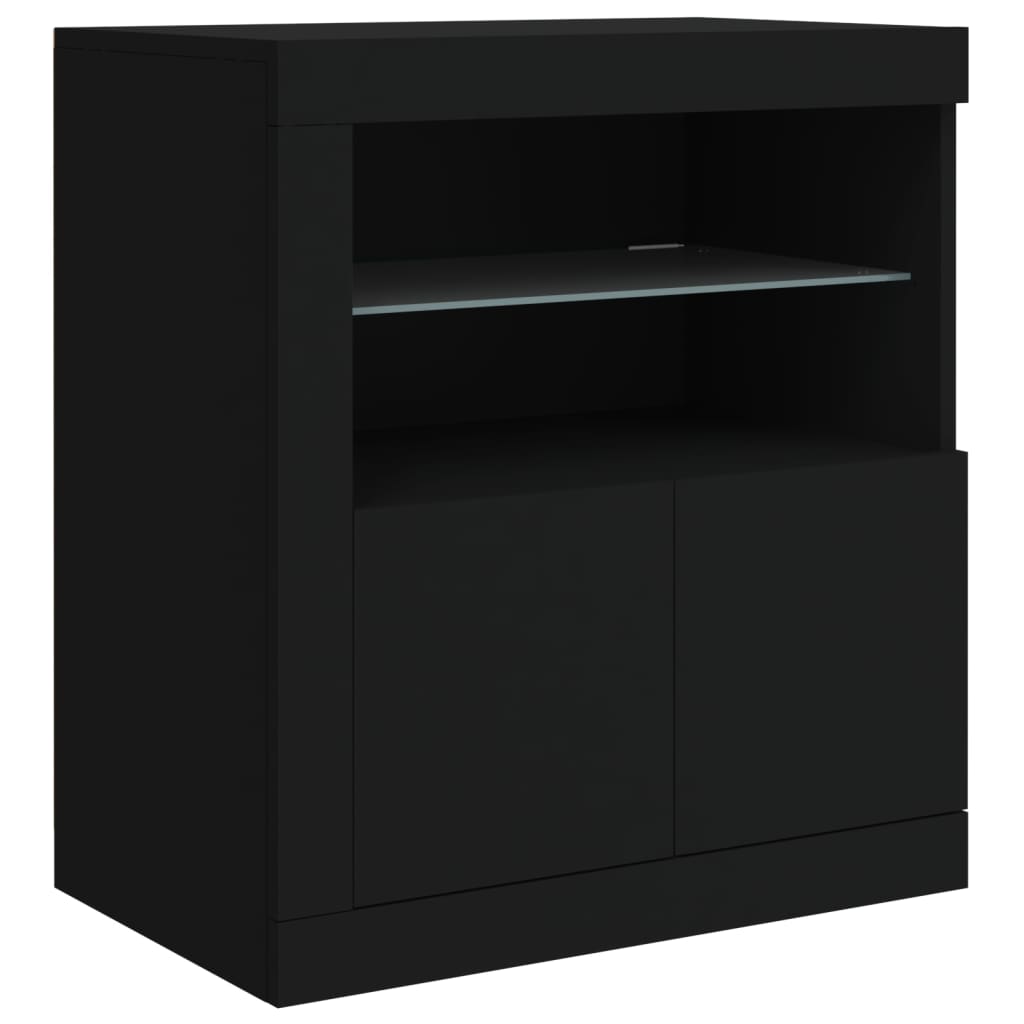 Credenza con Luci LED Nera 181,5x37x67 cm