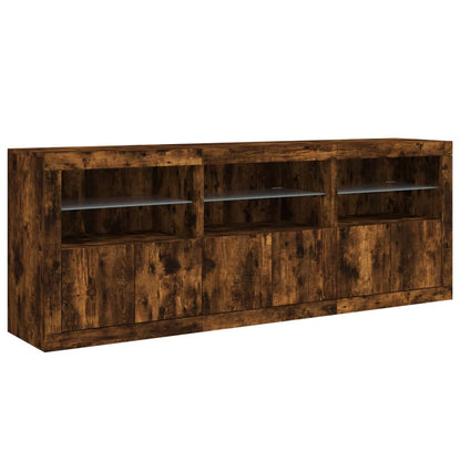 Credenza con Luci LED Rovere Fumo 181,5x37x67 cm