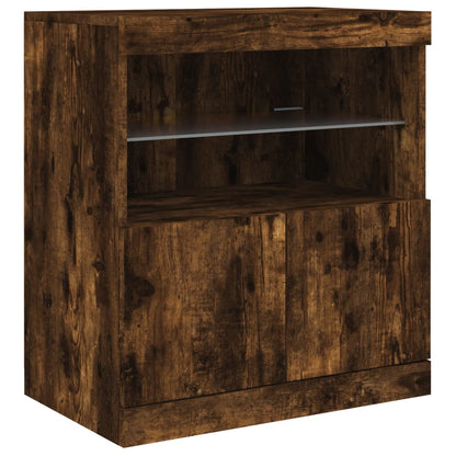 Credenza con Luci LED Rovere Fumo 181,5x37x67 cm