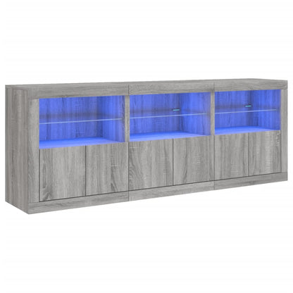 Credenza con Luci LED Grigio Sonoma 181,5x37x67 cm