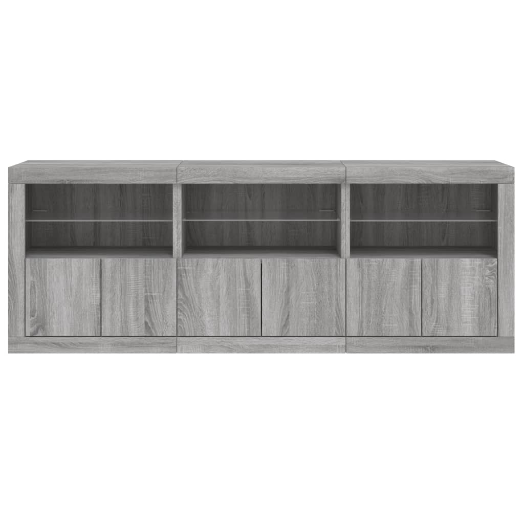 Credenza con Luci LED Grigio Sonoma 181,5x37x67 cm