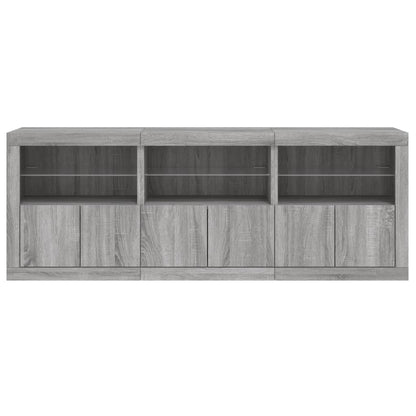 Credenza con Luci LED Grigio Sonoma 181,5x37x67 cm