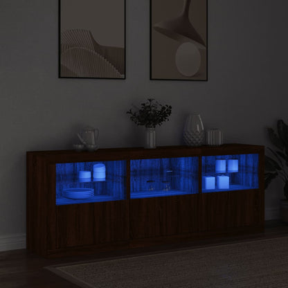 Credenza con Luci LED Rovere Marrone 181,5x37x67 cm