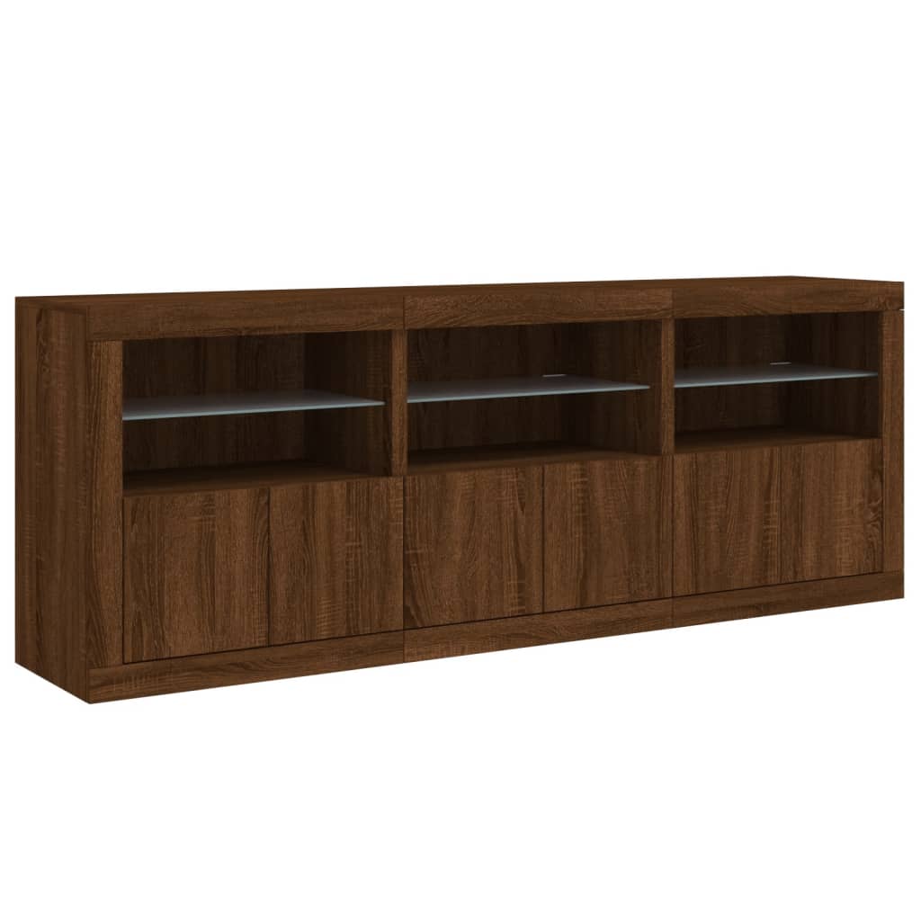 Credenza con Luci LED Rovere Marrone 181,5x37x67 cm