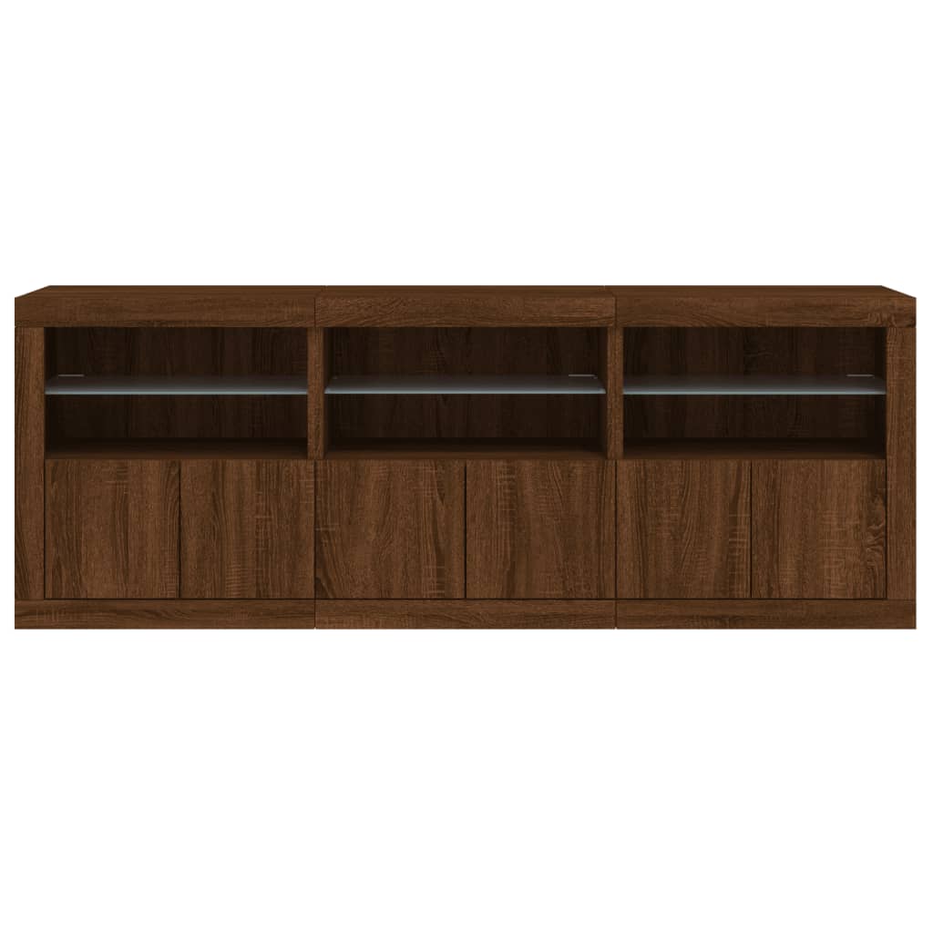 Credenza con Luci LED Rovere Marrone 181,5x37x67 cm