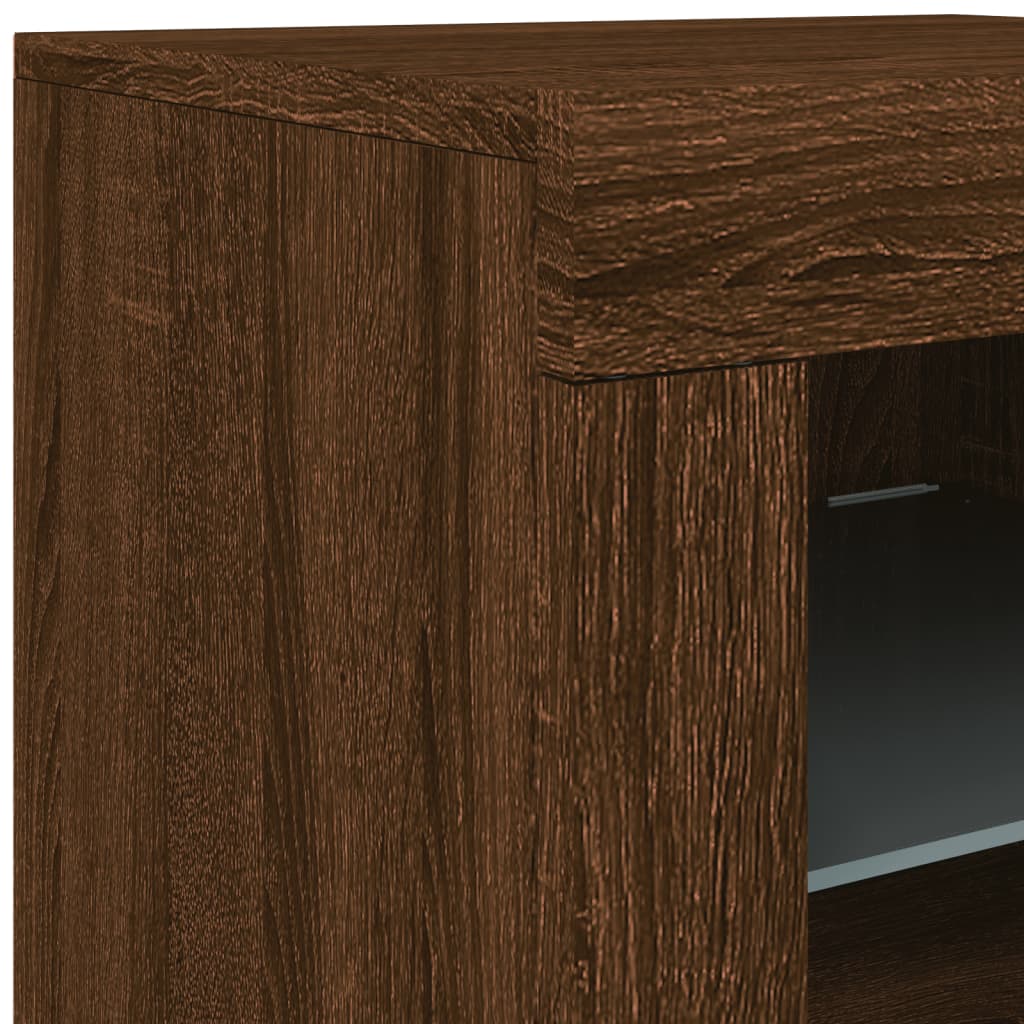 Credenza con Luci LED Rovere Marrone 181,5x37x67 cm