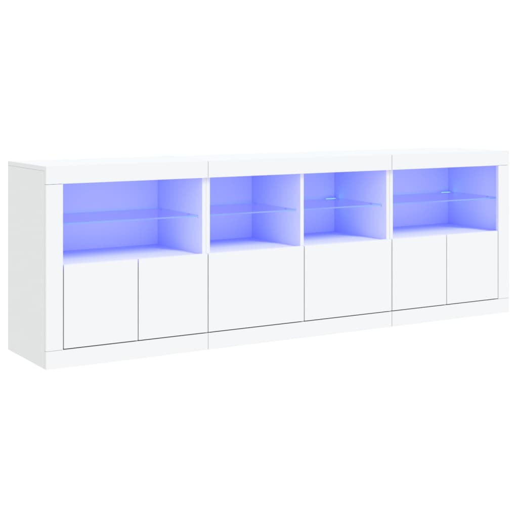 Credenza con Luci LED Bianca 202x37x67 cm