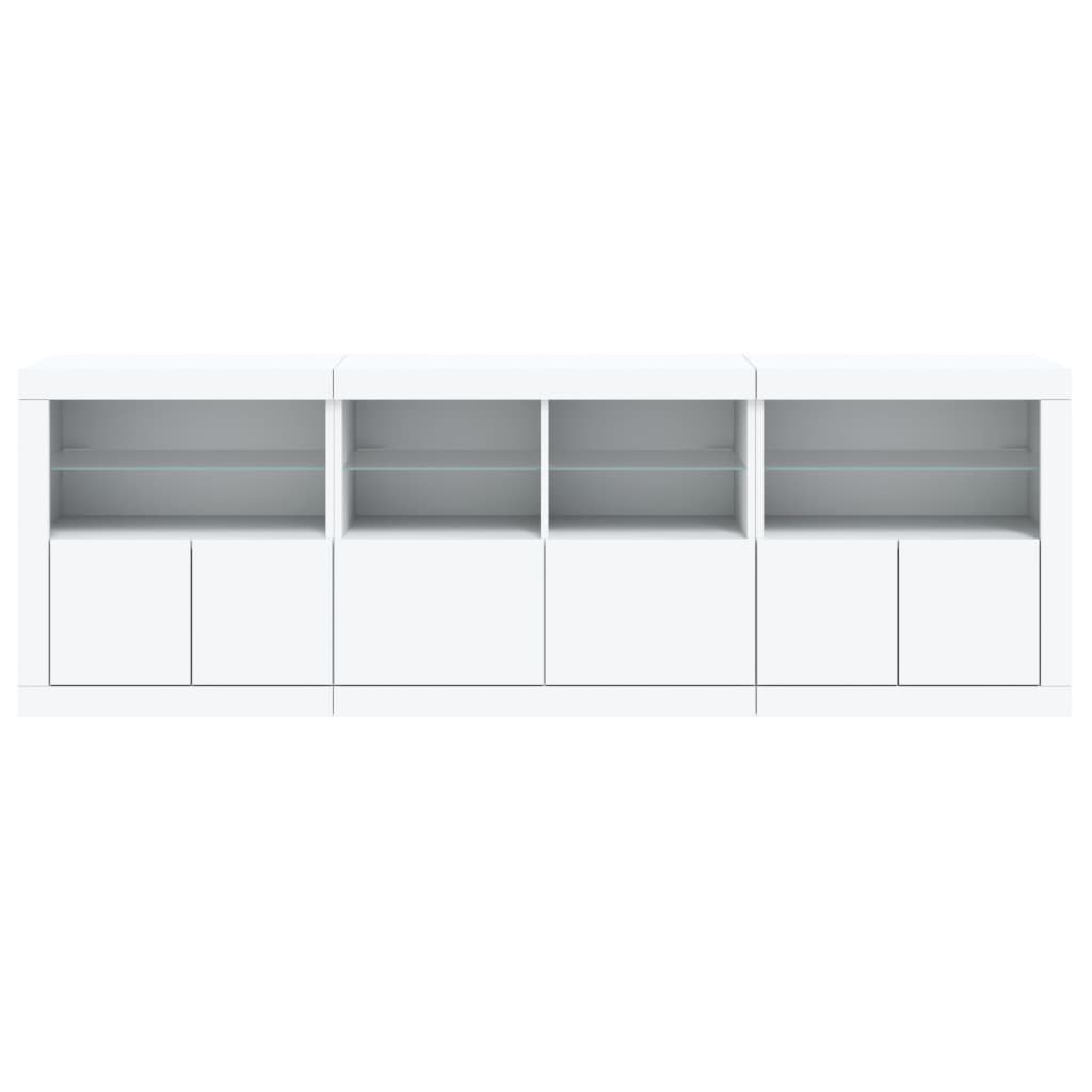 Credenza con Luci LED Bianca 202x37x67 cm