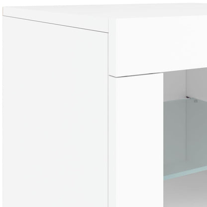 Credenza con Luci LED Bianca 202x37x67 cm