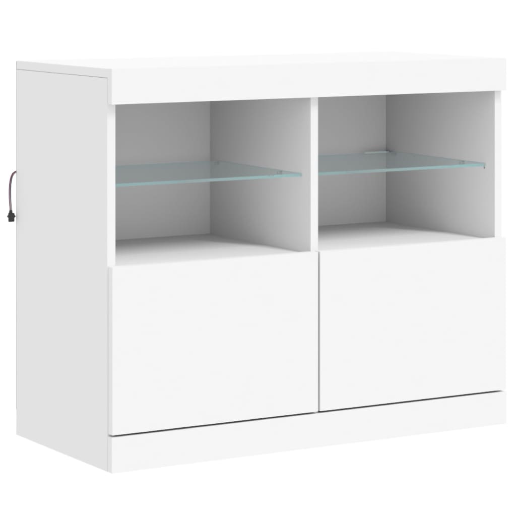 Credenza con Luci LED Bianca 202x37x67 cm