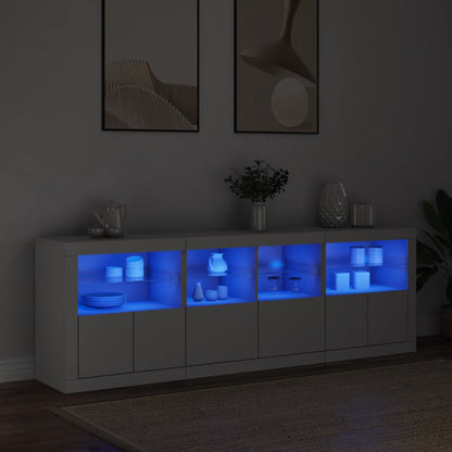 Credenza con Luci LED Bianca 202x37x67 cm