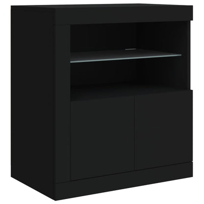 Credenza con Luci LED Nera 202x37x67 cm