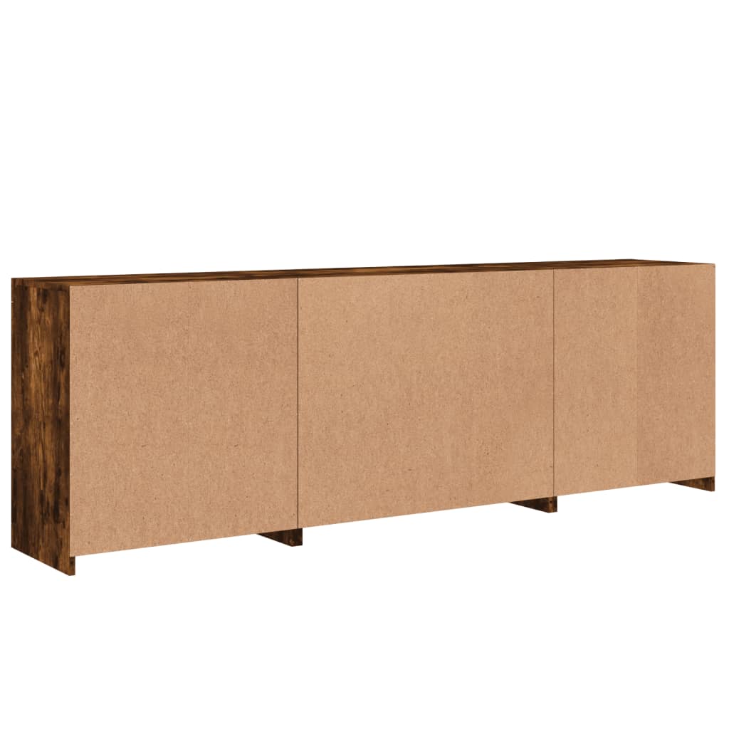 Credenza con Luci LED Rovere Fumo 202x37x67 cm