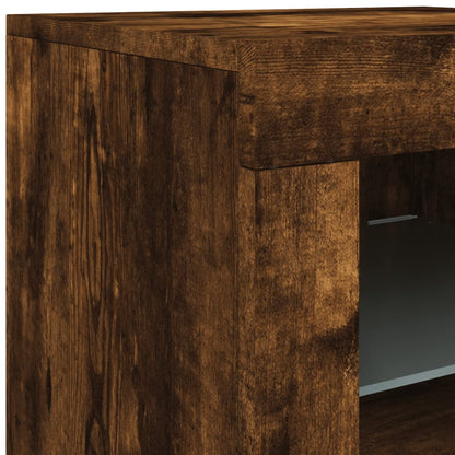 Credenza con Luci LED Rovere Fumo 202x37x67 cm