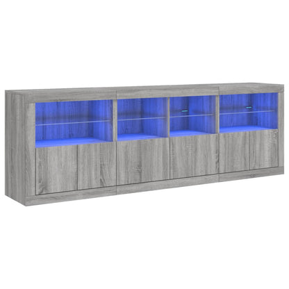 Credenza con Luci LED Grigio Sonoma 202x37x67 cm