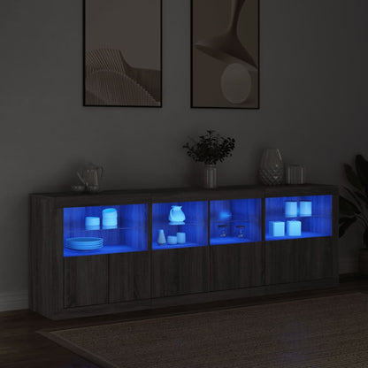 Credenza con Luci LED Grigio Sonoma 202x37x67 cm