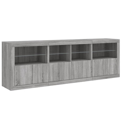 Credenza con Luci LED Grigio Sonoma 202x37x67 cm