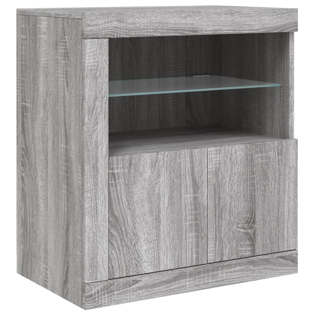 Credenza con Luci LED Grigio Sonoma 202x37x67 cm