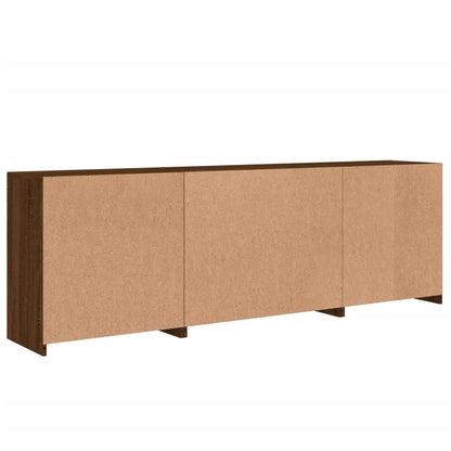 Credenza con Luci LED Rovere Marrone 202x37x67 cm