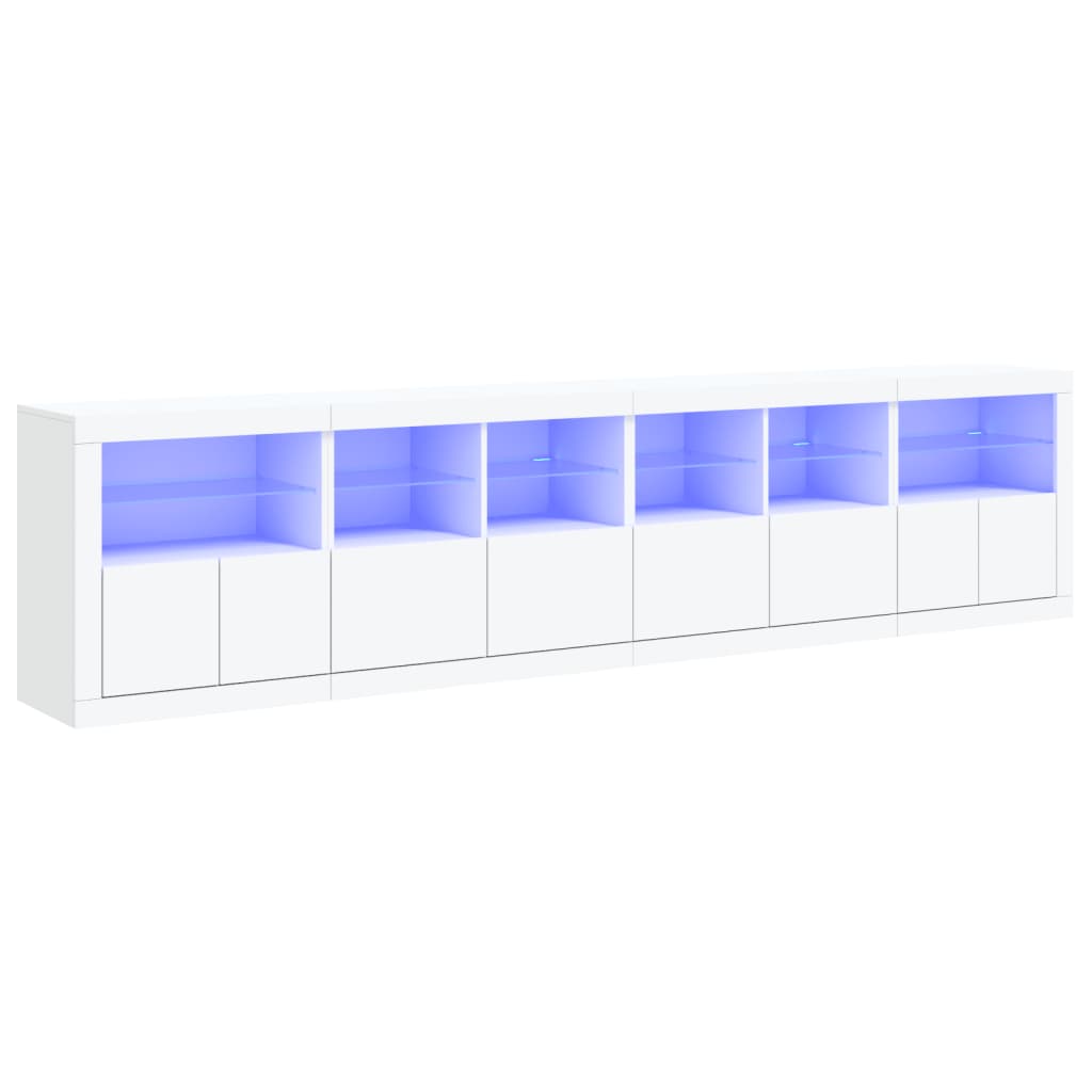 Credenza con Luci LED Bianca 283x37x67 cm