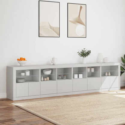 Credenza con Luci LED Bianca 283x37x67 cm