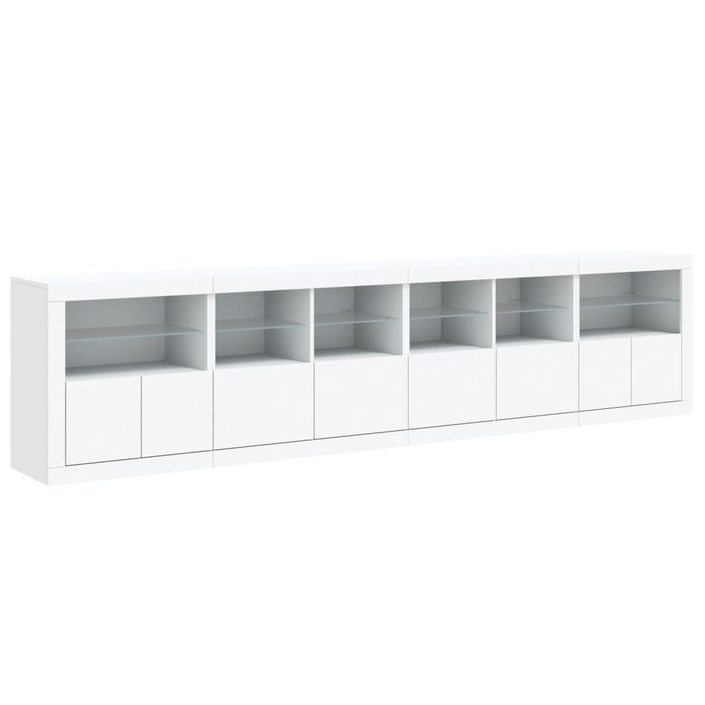 Credenza con Luci LED Bianca 283x37x67 cm