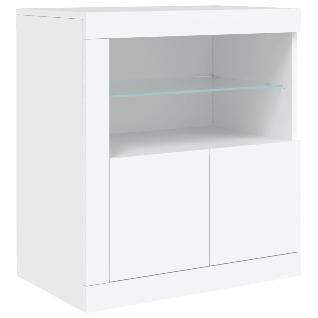 Credenza con Luci LED Bianca 283x37x67 cm