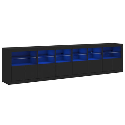 Credenza con Luci LED Nera 283x37x67 cm