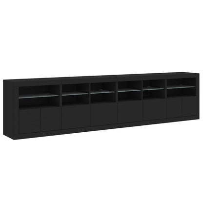 Credenza con Luci LED Nera 283x37x67 cm