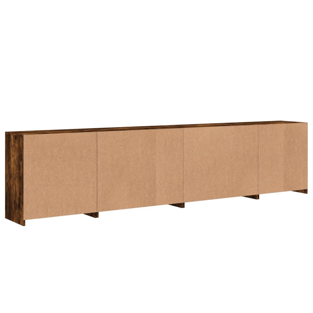 Credenza con Luci LED Rovere Fumo 283x37x67 cm