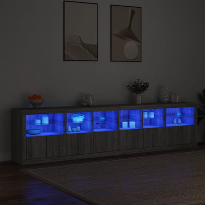 Credenza con Luci LED Grigio Sonoma 283x37x67 cm