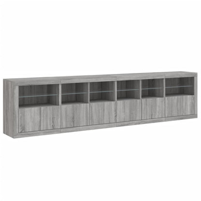 Credenza con Luci LED Grigio Sonoma 283x37x67 cm