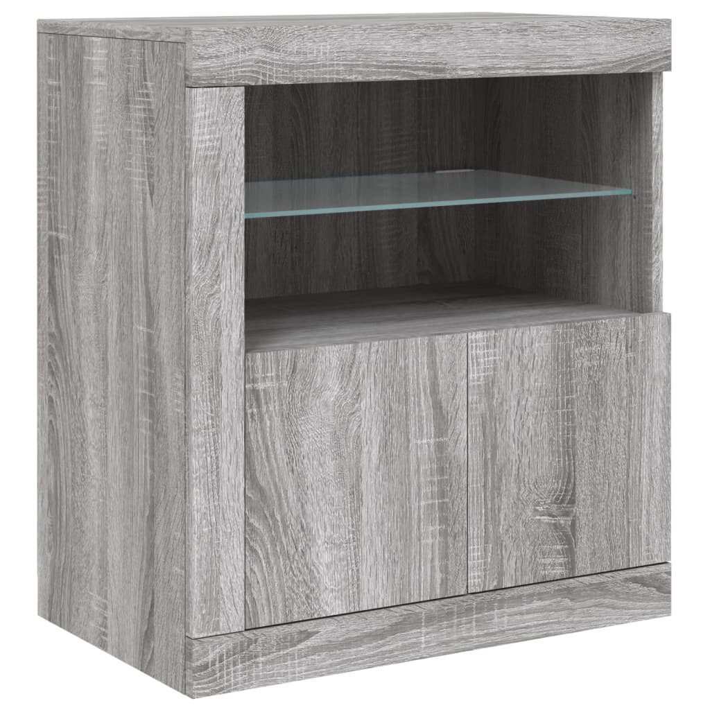 Credenza con Luci LED Grigio Sonoma 283x37x67 cm