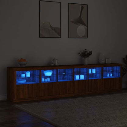 Credenza con Luci LED Rovere Marrone 283x37x67 cm