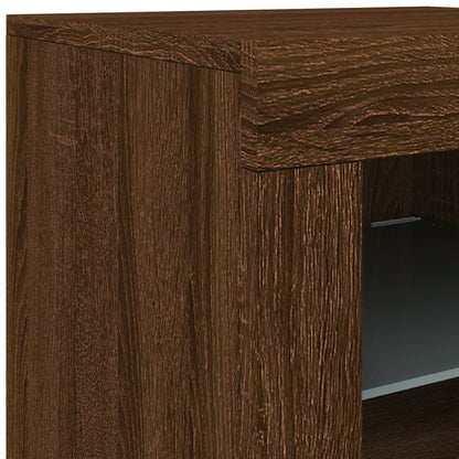 Credenza con Luci LED Rovere Marrone 283x37x67 cm