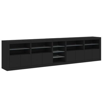 Credenza con Luci LED Nera 283x37x67 cm