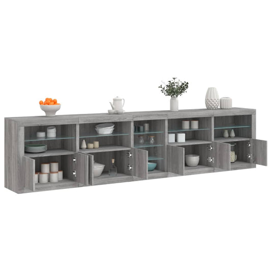 Credenza con Luci LED Grigio Sonoma 283x37x67 cm