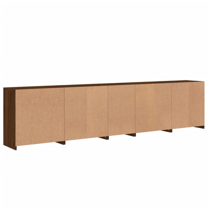 Credenza con Luci LED Rovere Marrone 283x37x67 cm