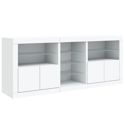 Credenza con Luci LED Bianca 162x37x67 cm