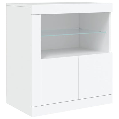 Credenza con Luci LED Bianca 162x37x67 cm