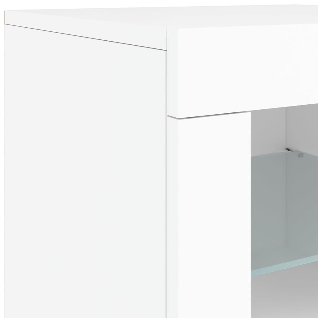 Credenza con Luci LED Bianca 162x37x67 cm