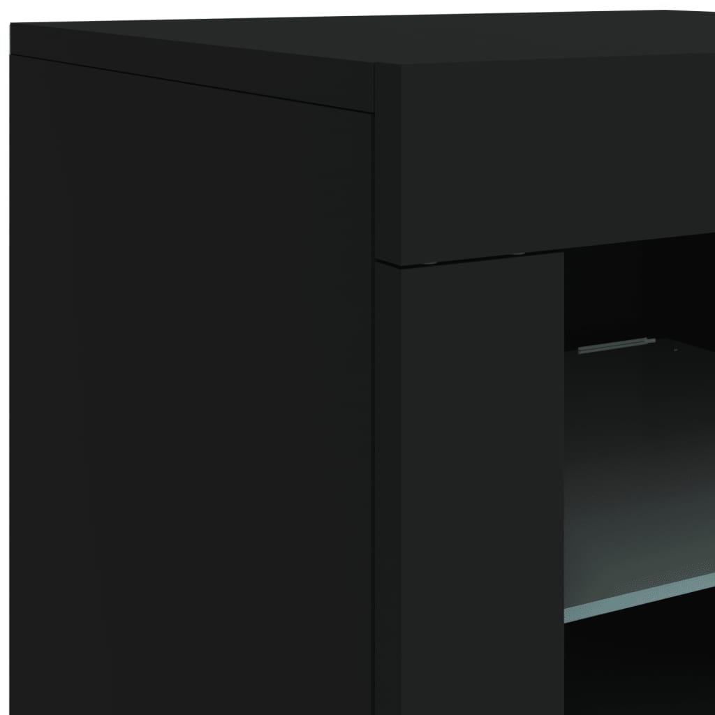 Credenza con Luci LED Nera 162x37x67 cm