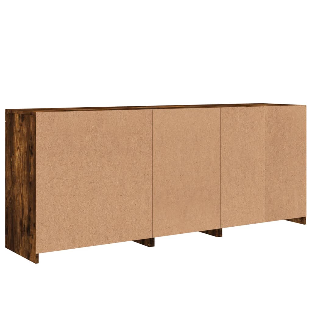 Credenza con Luci LED Rovere Fumo 162x37x67 cm