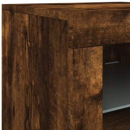 Credenza con Luci LED Rovere Fumo 162x37x67 cm