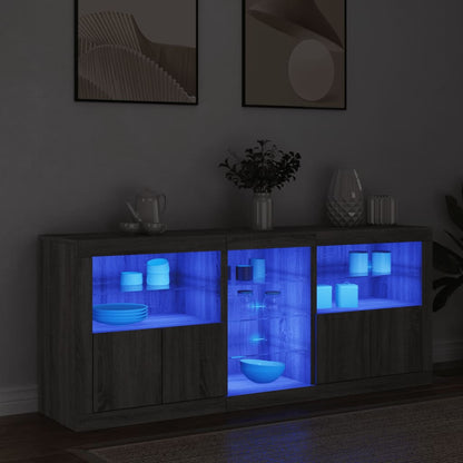 Credenza con Luci LED Grigio Sonoma 162x37x67 cm