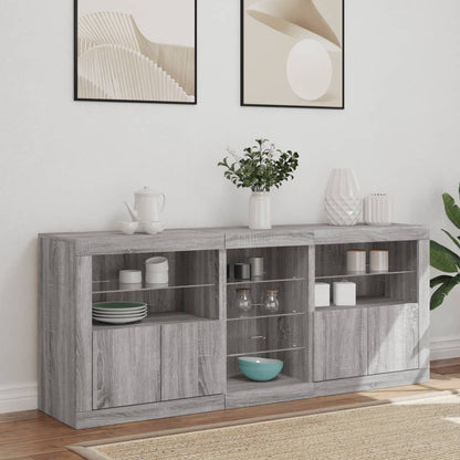 Credenza con Luci LED Grigio Sonoma 162x37x67 cm